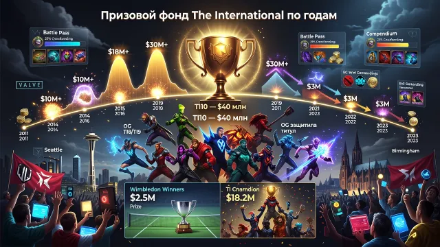 Призовые The International по годам: динамика главного приза Dota 2